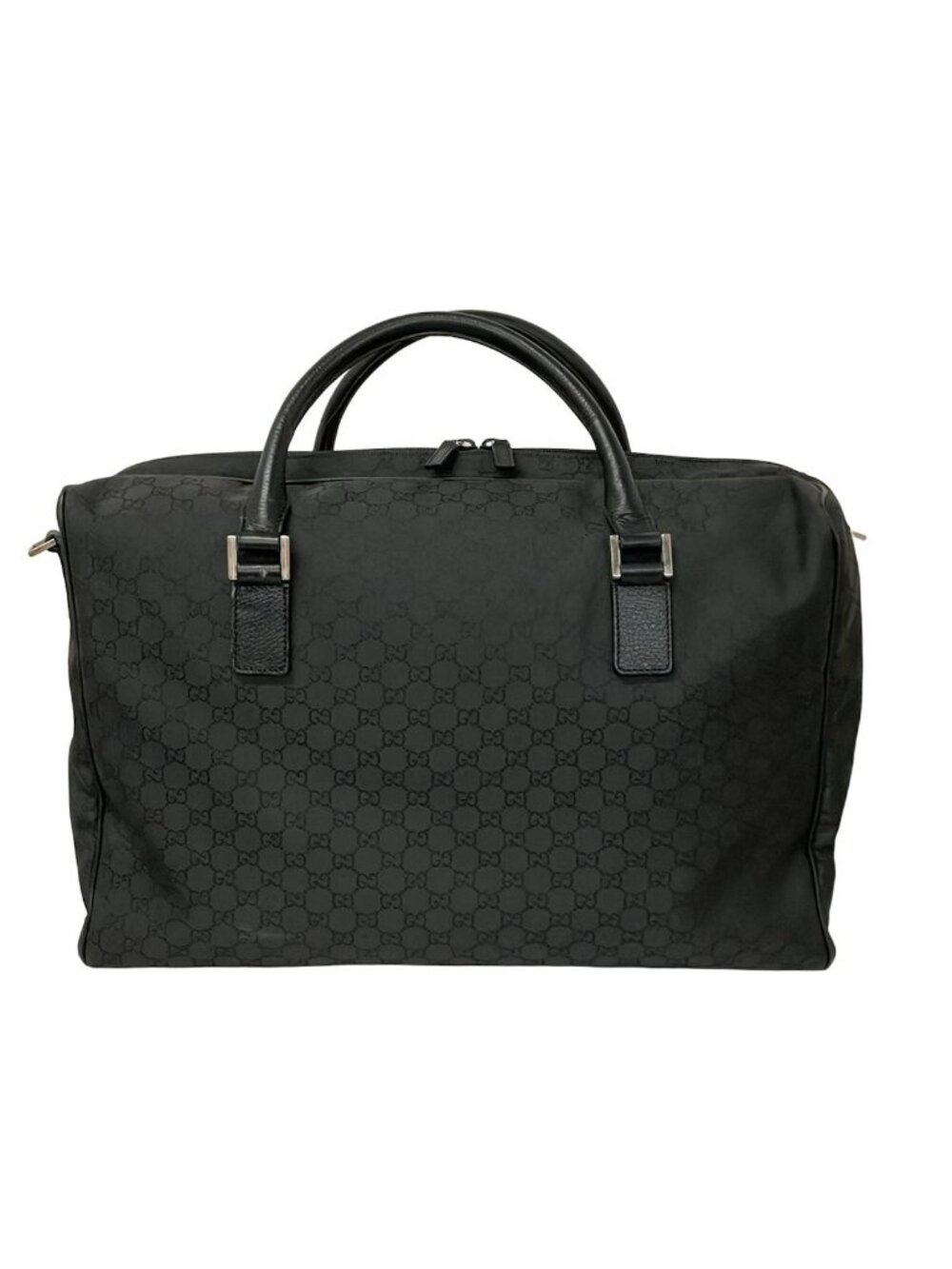 Gucci Boston Bag GG Pattern Black No Lock Leather